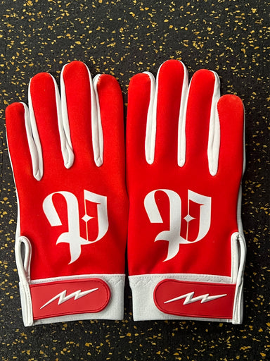 Youth Bold English Red Pauer Batting Gloves