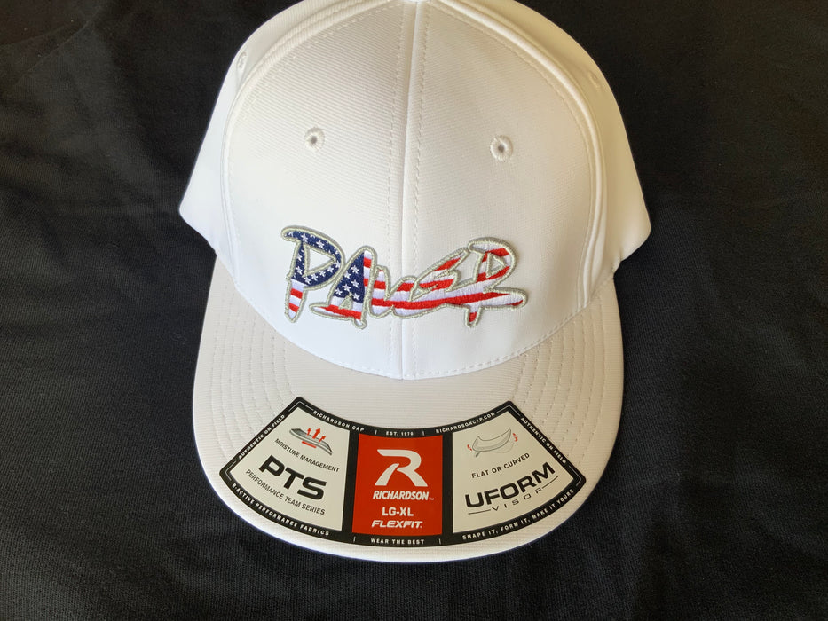PTS 20 Hat white on white, red white & blue