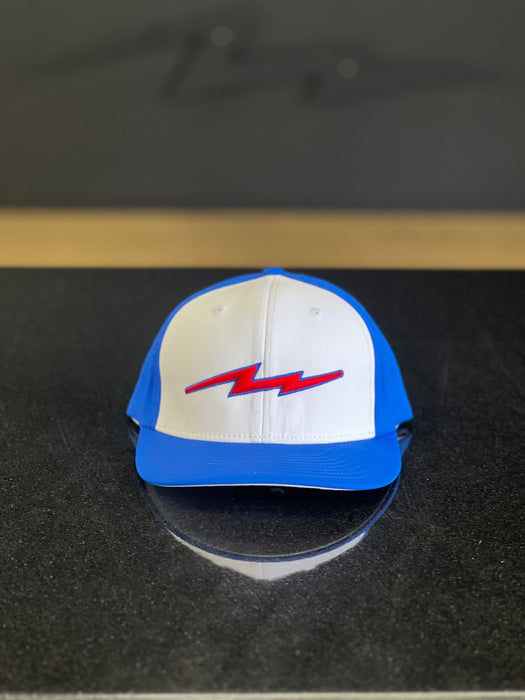 White/Royal Red Bolt Fitted Hat