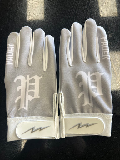 Heather Gray Old English P batting gloves