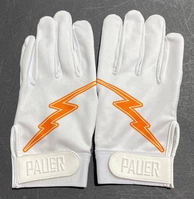 Pauer Bolt White/Orange Batting Gloves